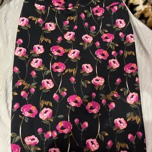 Tahari Black and Pink Floral Pencil Skirt